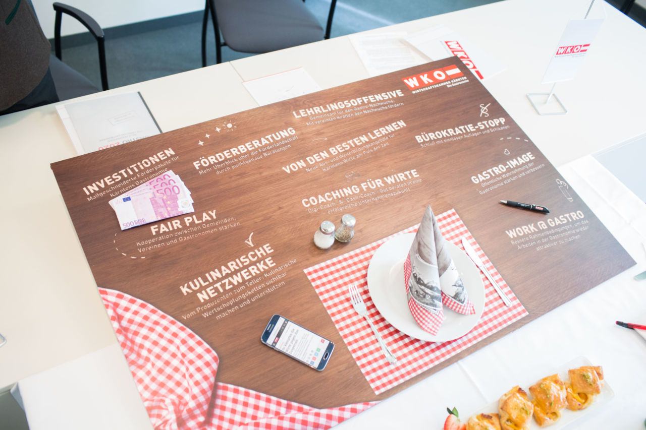 Der „Gastro 2020“-Tisch, gedeckt mit den zehn wichtigsten Maßnahmen, wurde bereits gestern an Landeshauptmann Peter Kaiser übergeben.