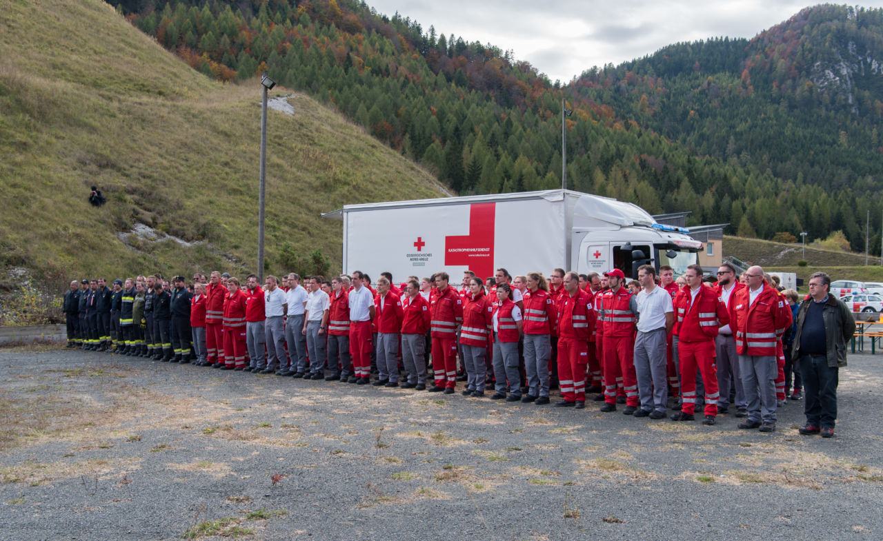 Insgesamt nahmen rund 150 Rot Kreuz Mitarbeiter aus Villach, Spittal an der Drau, Feldkirchen und Hermagor an der Übung in Bad Bleiberg teil.