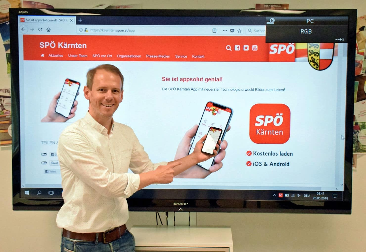 SPÖ-Landesgeschäftsführer Andreas Sucher stellt das Konzept der App vor.