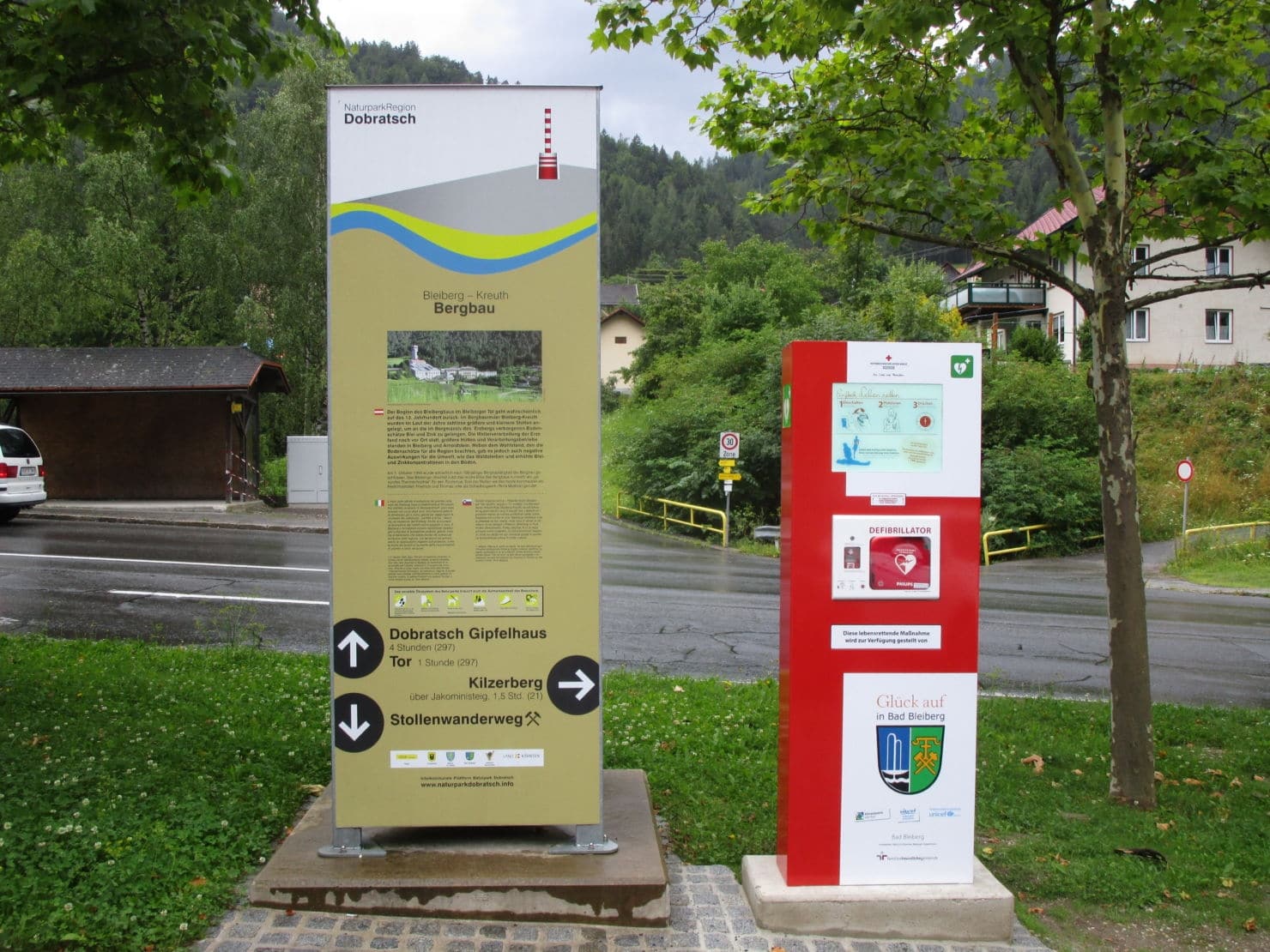 Auch in Bad Bleiberg (Bild) wurde erst eine Defi-Säule aufgestellt