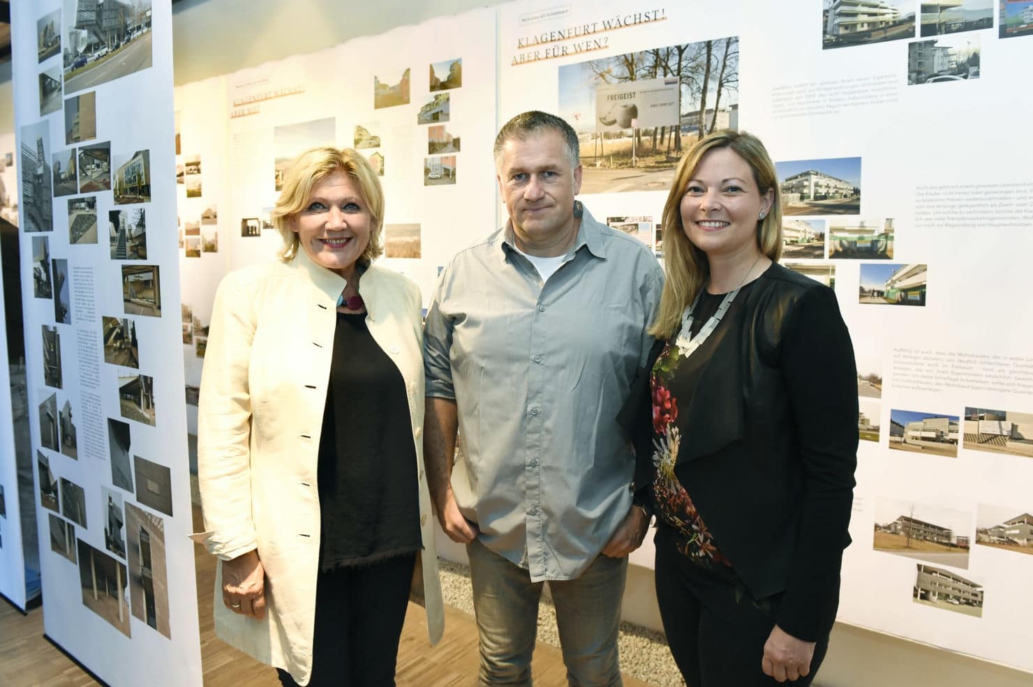 Bürgermeisterin Dr. Maria-Luise Mathiaschitz mit dem Raum- und Stadtplaner Dr. Reinhard Seiß und DI Raffaela Lackner vom Architektur Haus Kärnten.