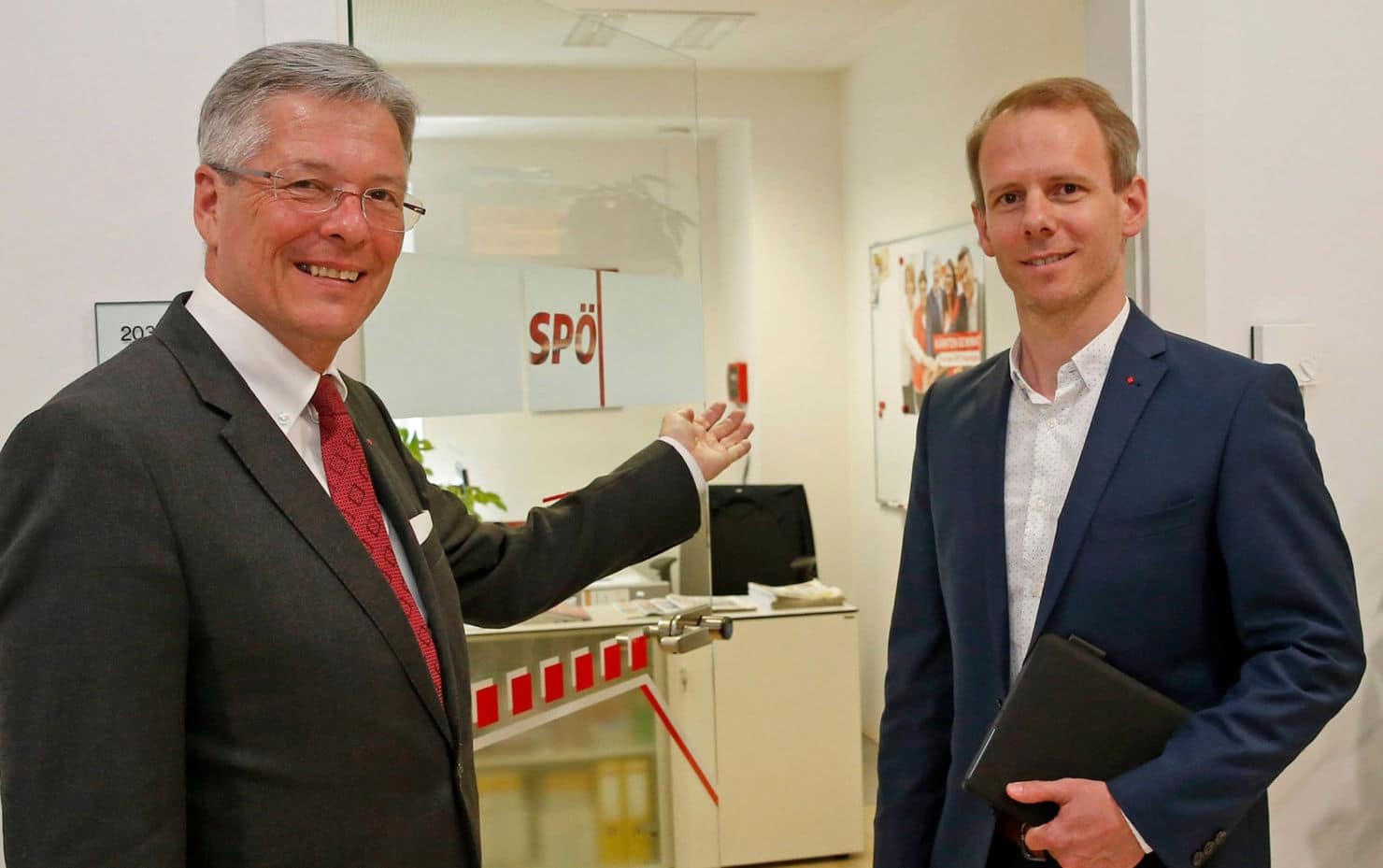 SPÖ Landeshauptmann Peter Kaiser und SPÖ Kärnten Landesgeschäftsführer Andreas Sucher.