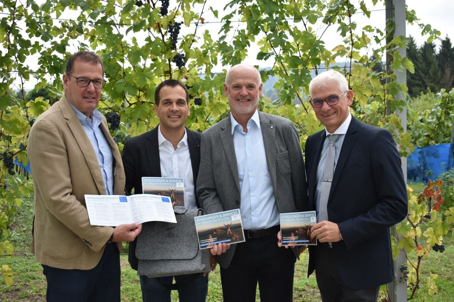Von links: KTS-Direktor Gerfried Pirker, Tourismuscoach Stefan Domenig, Alois Fertala (KTS) und FBS-Direktor Reinhard Angerer.