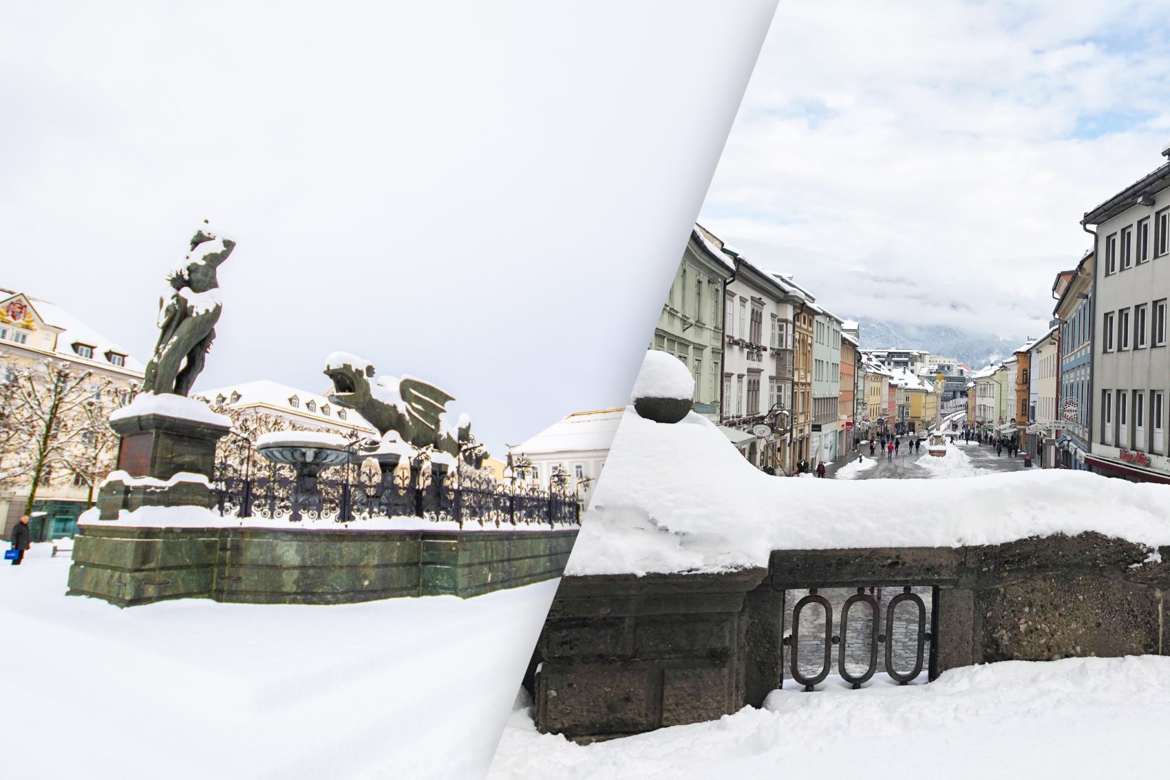 Rund 20 cm Neuschnee fielen vergangene Nacht in der Landeshauptstadt Klagenfurt.