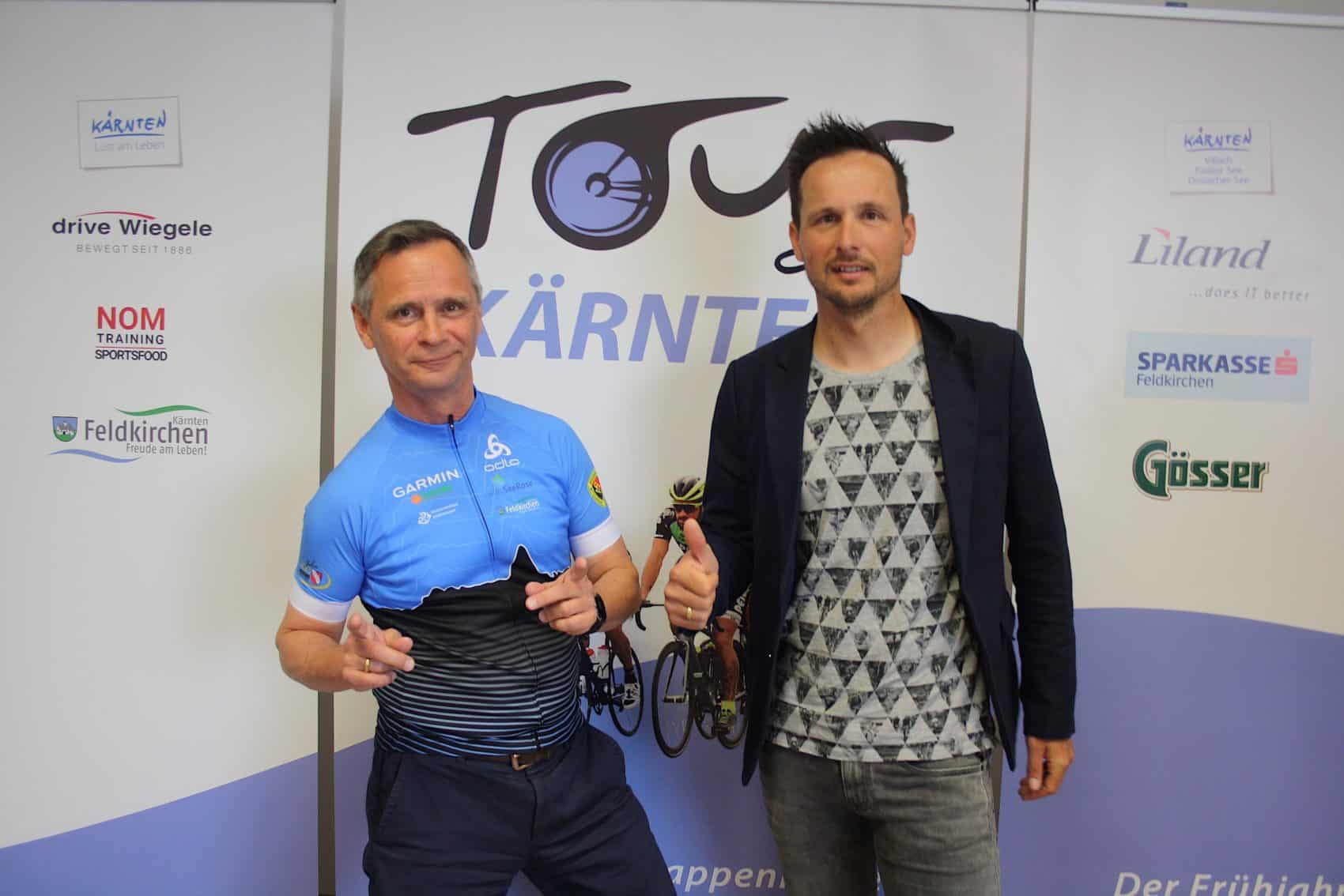 Tour de Kärnten Organisator Bernd Neudert und Ex-Profi und mehrfacher Tour de France- und Giro d‘Italia-Teilnehmer Johnny Hoogerland.