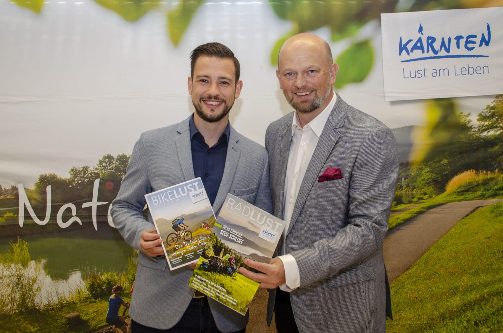 Der neue Tourismuslandesrat Sebastian Schuschnig und Kärnten Werbung Chef Christian Kresse präsentieren die Schwerpunkte für die Bewerbung des Sommers 2019.