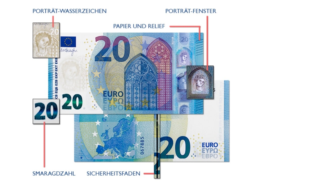 So erkennst du einen echten 20 Euroschein.