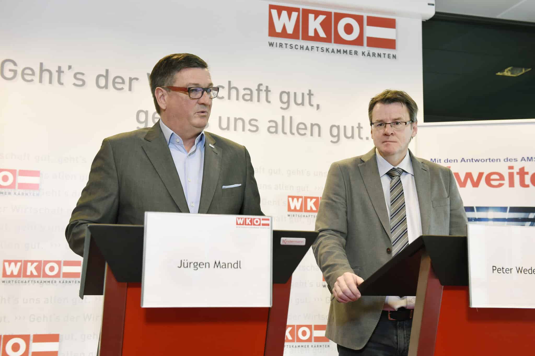 Arbeiten gemeinsam am Erfolgsformat Jobbörse: WKK-Präsident Jürgen Mandl und AMS Kärnten-Geschäftsführer Peter Wedenig.