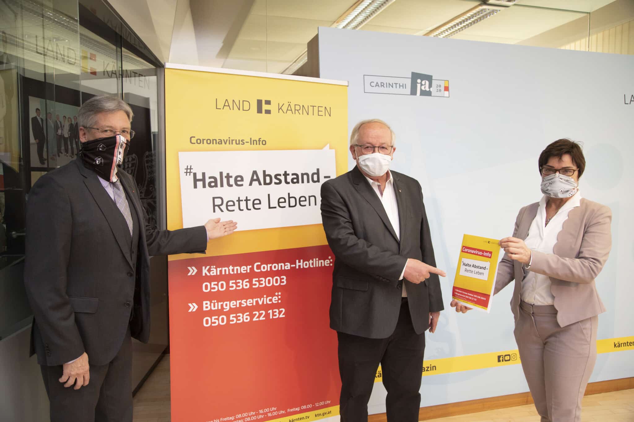 v.l.n.r.: LH Peter Kaiser, Seniorenbeiratsobmann Karl Bodner und Gesundheitsreferentin LHStv.in Beate Prettner
